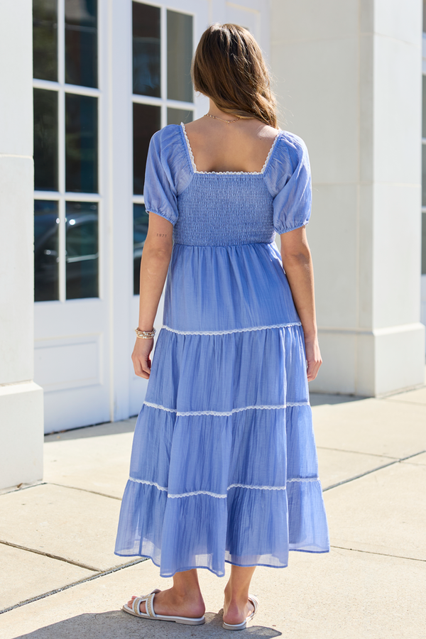 Jennifer Blue Tiered Maxi Dress