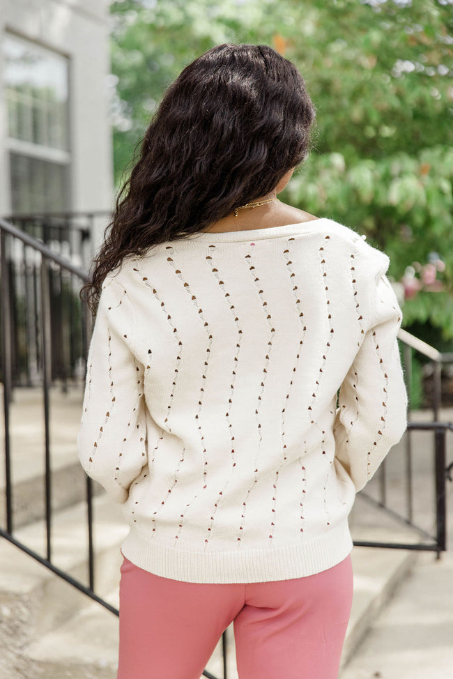 Means A Lot Cream Pearl Detail Cardigan