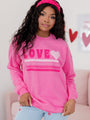 Love Retro Pink Oversized Graphic Sweatshirt