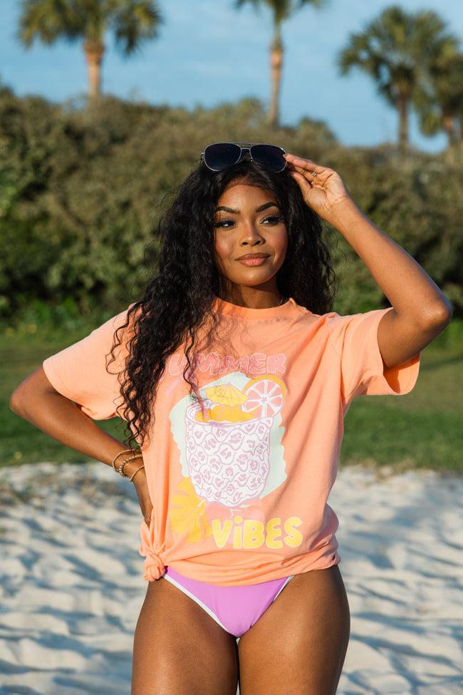 Summer Drink Coral Oversized Graphic Tee
