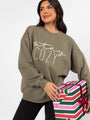 Stay Cozy Olive Oversized Graphic Sweatshirt