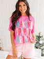 Making Spirits Bright Pink Oversized Graphic Tee DOORBUSTER