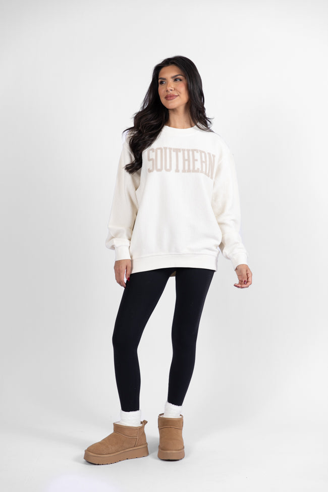 Southern Ivory Corded Graphic Sweatshirt DOORBUSTER- Coming Soon