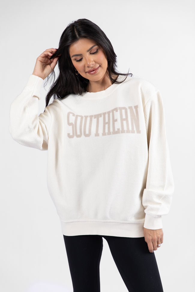 Southern Ivory Corded Graphic Sweatshirt DOORBUSTER- Coming Soon