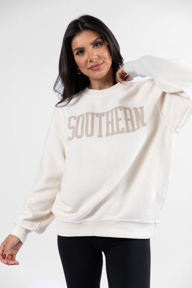 Southern Ivory Corded Graphic Sweatshirt DOORBUSTER- Coming Soon