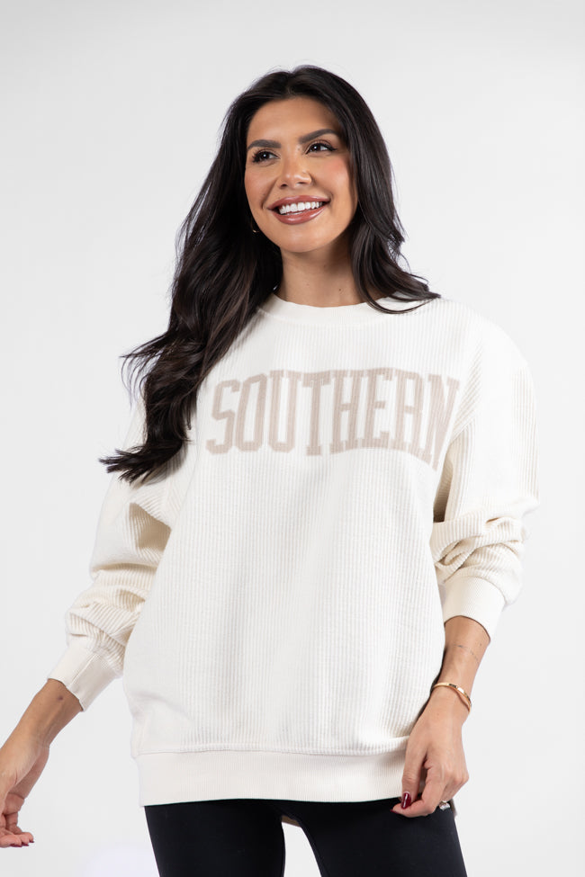 Southern Ivory Corded Graphic Sweatshirt DOORBUSTER- Coming Soon