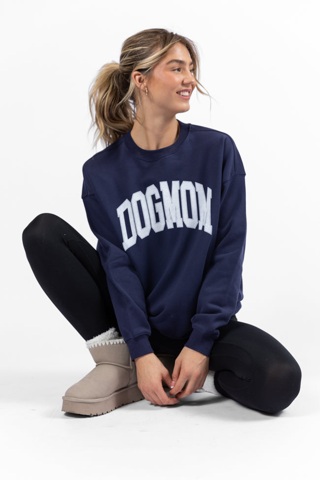 Dog Mom Navy Oversized Graphic Sweatshirt Pink Lily