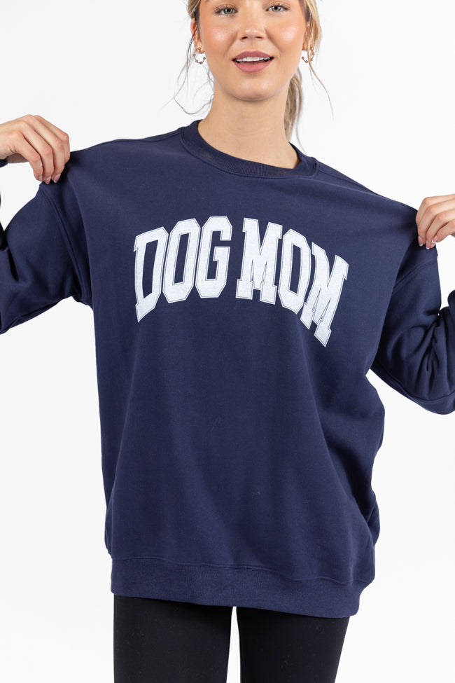 Dog Mom Navy Oversized Graphic Sweatshirt DOORBUSTER