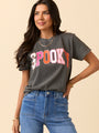 Multi Color Spooky Block Dark Grey Graphic Tee SALE