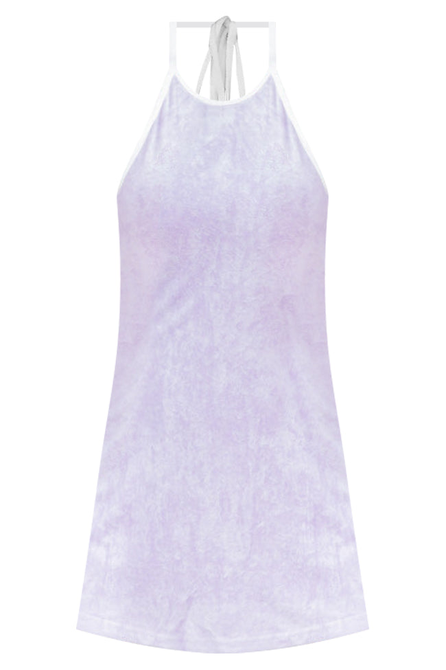 Weed Halter Overall Pocket Dress w/ Removable Straps - Light Purple