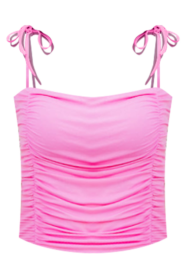 Reminding Me Of You Pink Ruched Tie Strap Tank FINAL SALE