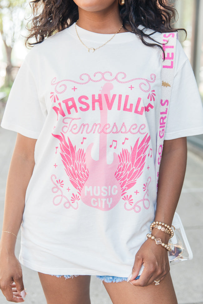 Nashville Music City White Comfort Colors Graphic Tee