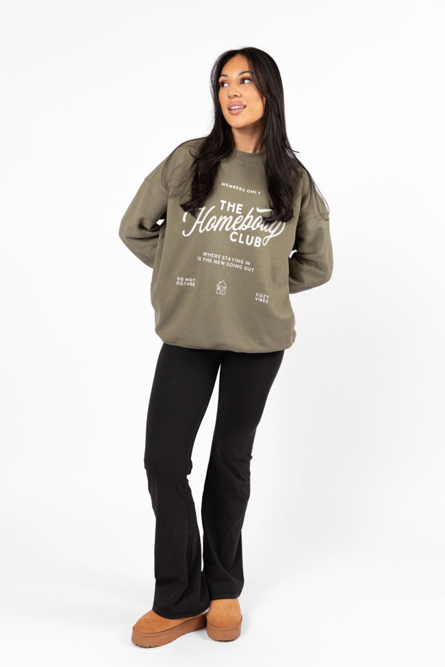 The Homebody Club Olive Oversized Graphic Sweatshirt