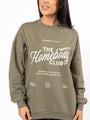 The Homebody Club Olive Oversized Graphic Sweatshirt