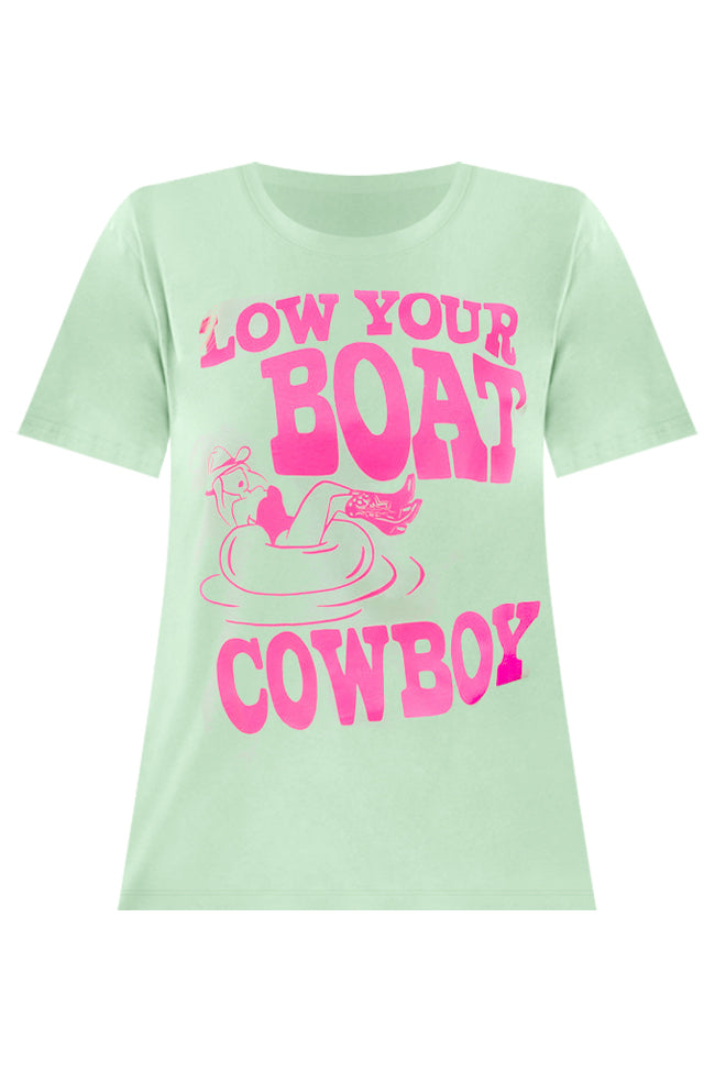 Slow Your Boat Cowboy Green Oversized Graphic Tee
