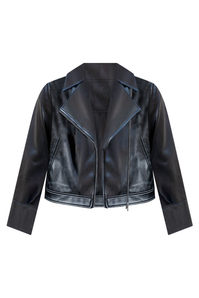 Womens black faux leather clearance moto jacket