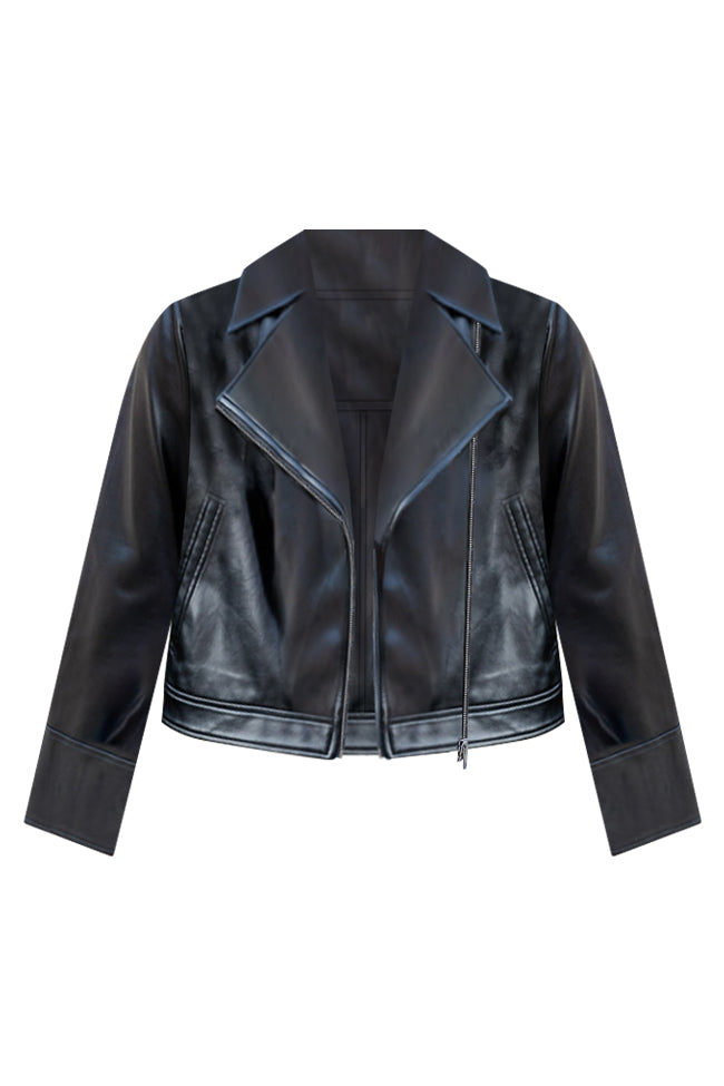 Something To See Black Faux Leather Moto Jacket