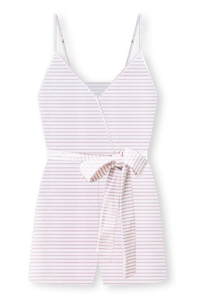 Stroll On By Pink and White Stripe Romper FINAL SALE