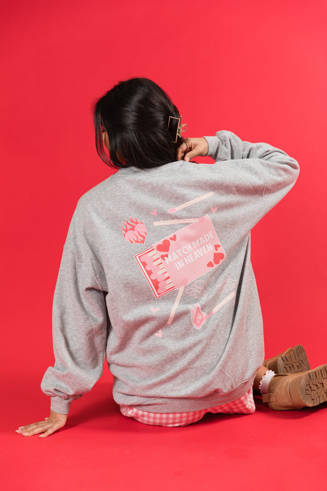 Match Made In Heaven Light Grey Oversized Graphic Sweatshirt