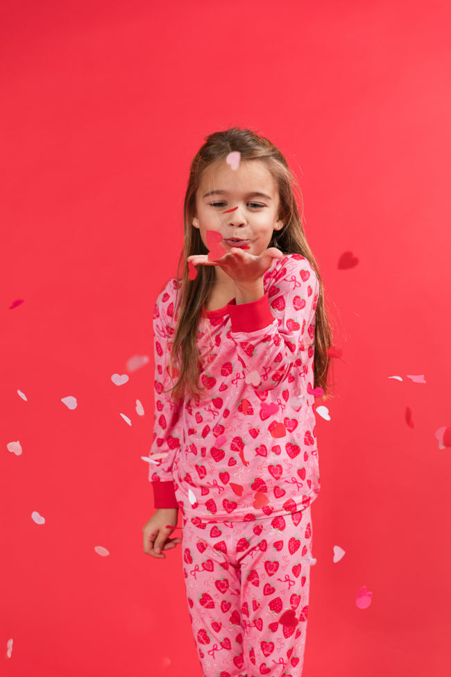 Kid's Sweet Dreams Strawberry Hearts Pajama Set