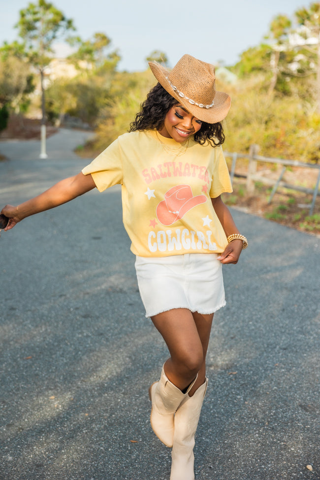 Saltwater Cowgirl Yellow Oversized Graphic Tee