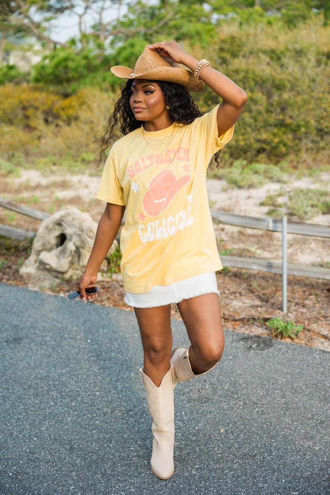 Saltwater Cowgirl Yellow Oversized Graphic Tee