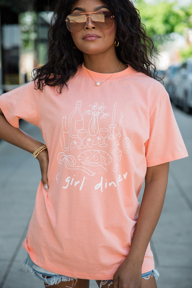 Girl Dinner Coral Oversized Graphic Tee