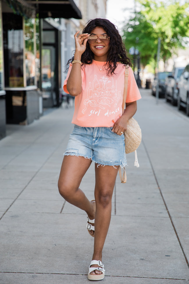 Girl Dinner Coral Oversized Graphic Tee
