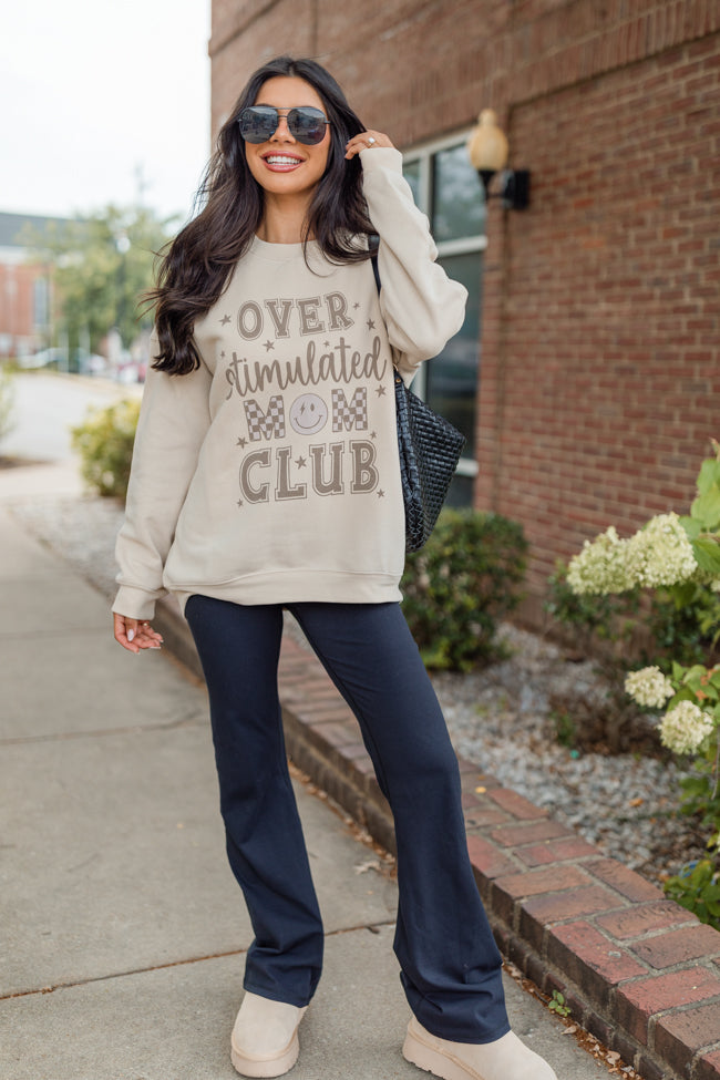 Over Stimulated Mom Club Cream Oversized Sweatshirt