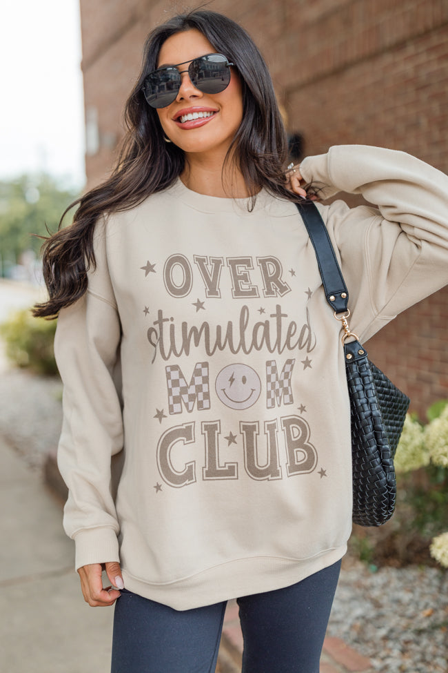 Over Stimulated Mom Club Cream Oversized Sweatshirt