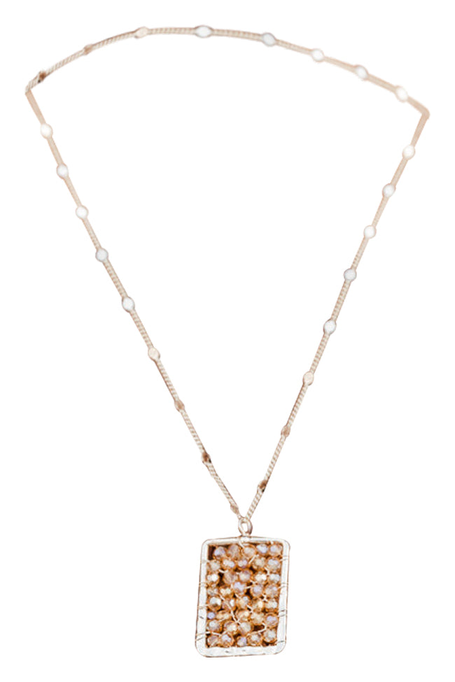 Time Is Valuable Gold Square Pendant Necklace FINAL SALE
