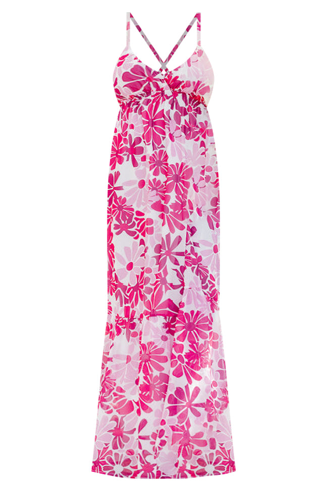 To Good To Be True Pink Retro Printed Maxi Dress