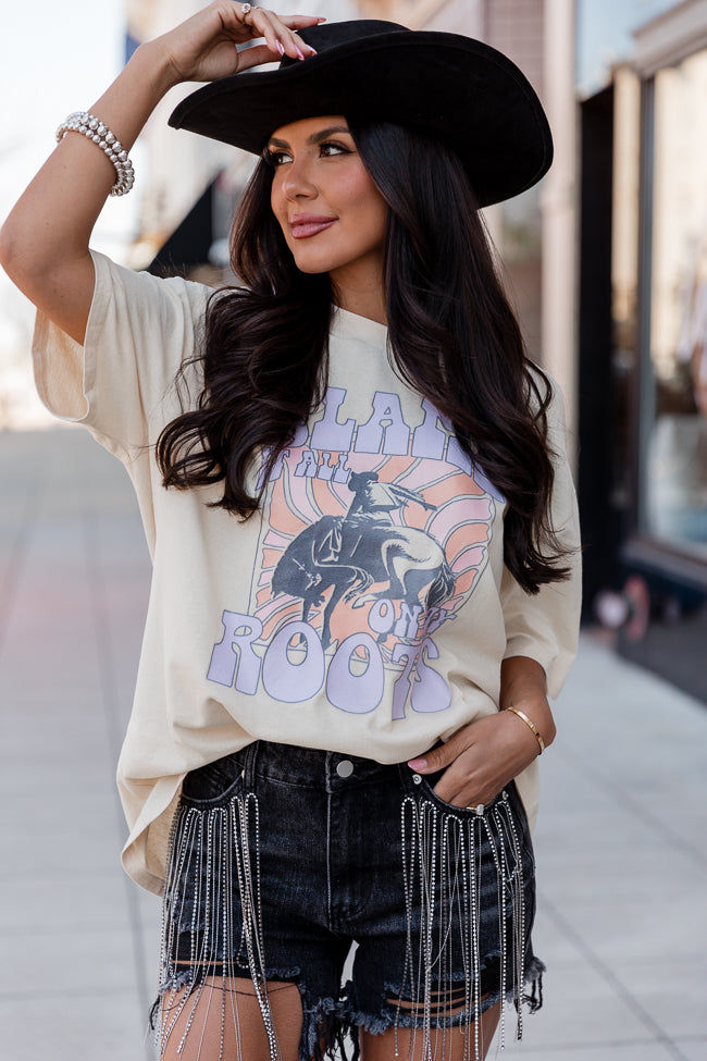 Blame It On My Roots Retro Ivory Oversized Graphic Tee