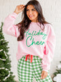 Holiday Cheer Light Pink Oversized Graphic Sweatshirt