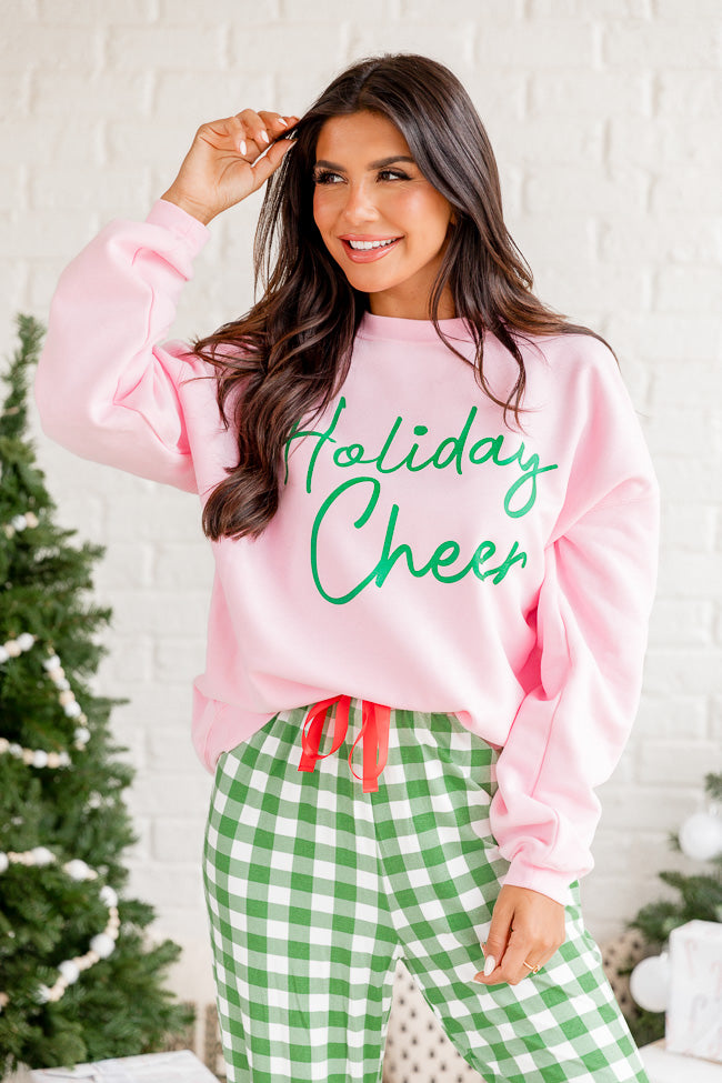 Holiday Cheer Light Pink Oversized Graphic Sweatshirt