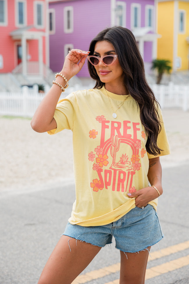 Free Spirit Yellow Oversized Graphic Tee