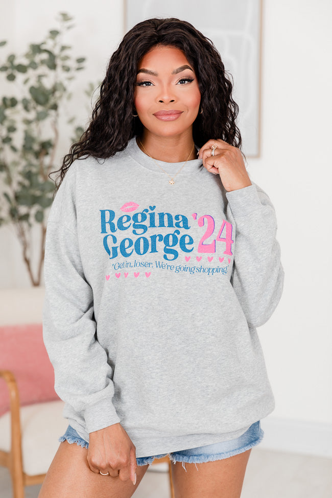 Regina George 24 Light Grey Oversized Graphic Sweatshirt