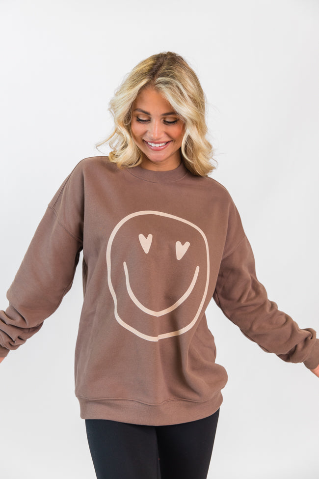 Tara Mocha Oversized Graphic Sweatshirt Emily Fauver X Pink Lily