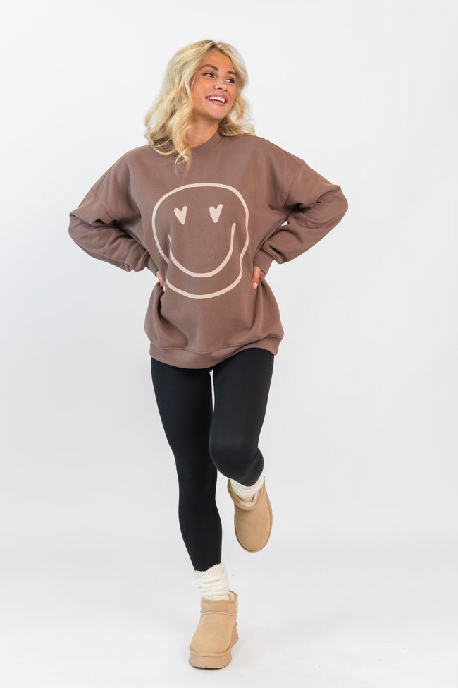 Tara Mocha Oversized Graphic Sweatshirt Emily Fauver X Pink Lily