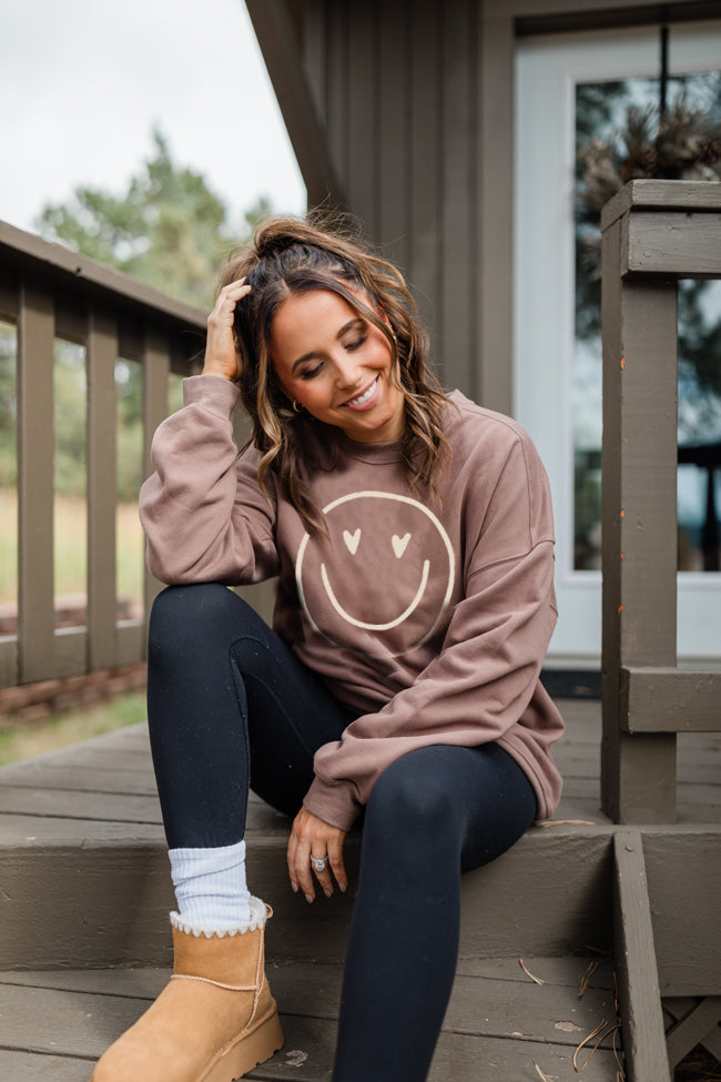 Tara Mocha Oversized Graphic Sweatshirt Emily Fauver X Pink Lily