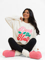 Deck The Halls Cream Oversized Graphic Sweatshirt