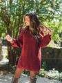 Teresa Red Crewneck Sweater Dress Amber Massey X Pink Lily