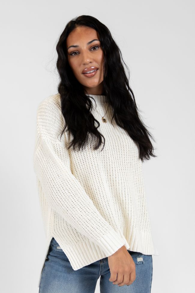 Everyday Feelings Ivory Chenille Waffle Knit Sweater DOORBUSTER