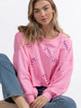 Candy Cane Dreams Pink Sequin Patch Sweatshirt