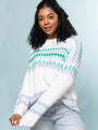 Bundled Up Ivory and Green Multi Oversized Fuzzy Fair Isle Sweater