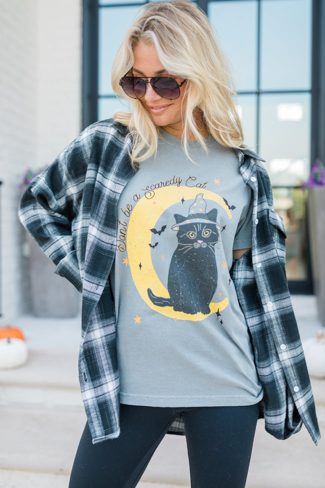 Witchy Whiskers Grey Comfort Colors Graphic Tee May Blackwell X Pink Lily