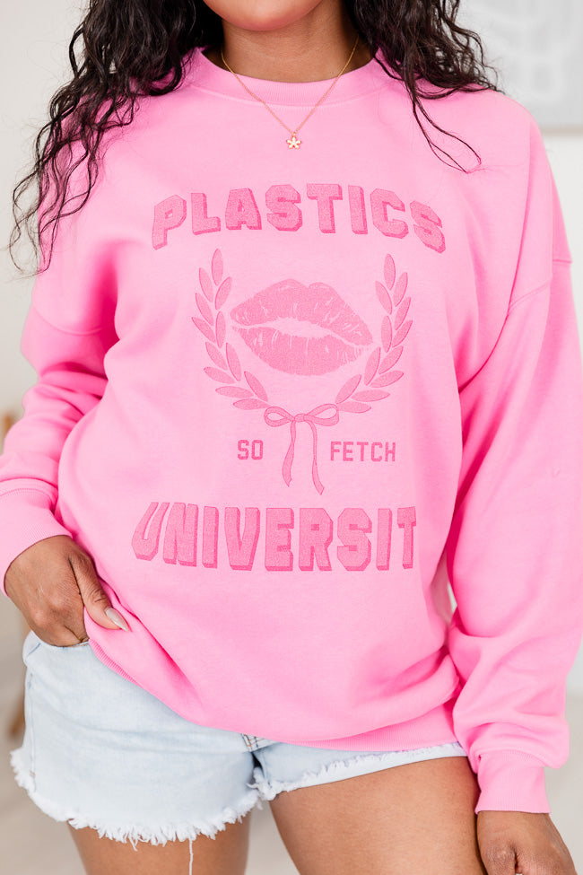 Plastics University Pink Oversized Graphic Sweatshirt