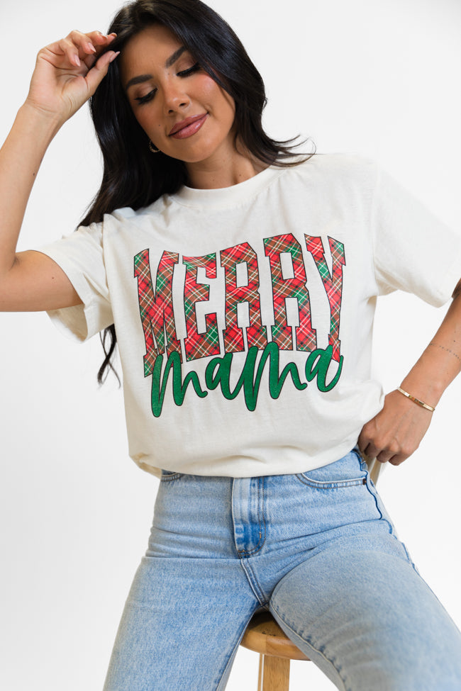 Merry Mama Cream Oversized Graphic Tee