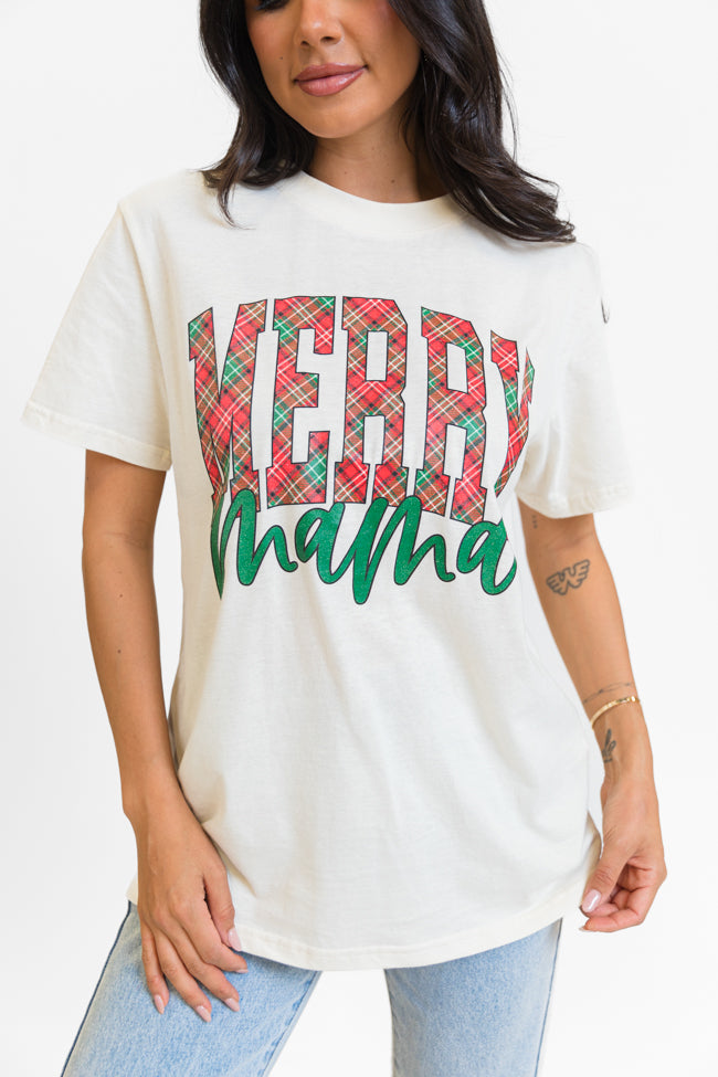 Merry Mama Cream Oversized Graphic Tee