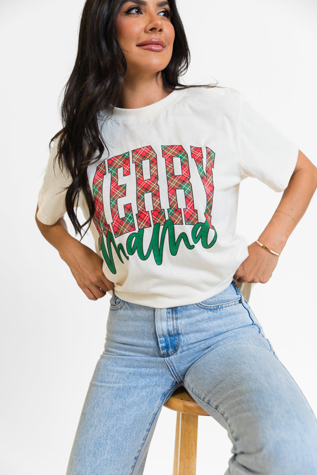 Merry Mama Cream Oversized Graphic Tee